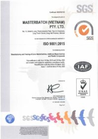 Công ty TNHH Masterbatch (Việt Nam) đạt Chứng nhận ISO 9001:2015
